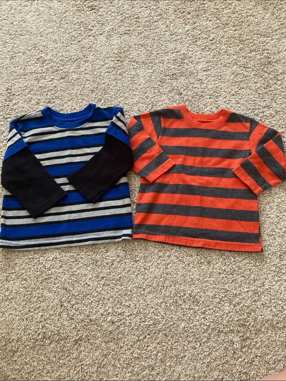 Garanimals Boy 12-18 Months Long Sleeve Striped Shirts Blue and Orange